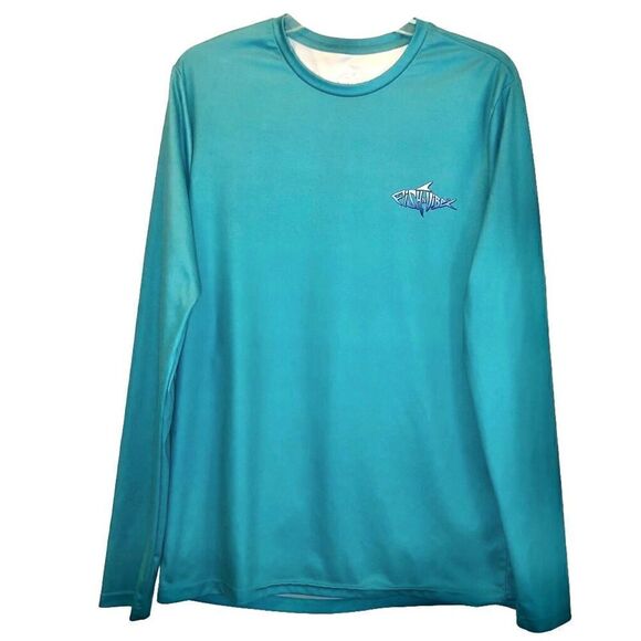 Fish & Vibe Long Sleeve Performance Fishing Shirt in Aqua Men’s Small - Picture 4 of 8